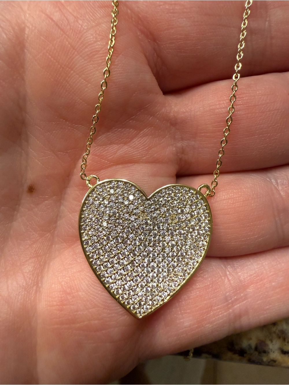 Melinda Maria XL You have my whole heart pave necklace